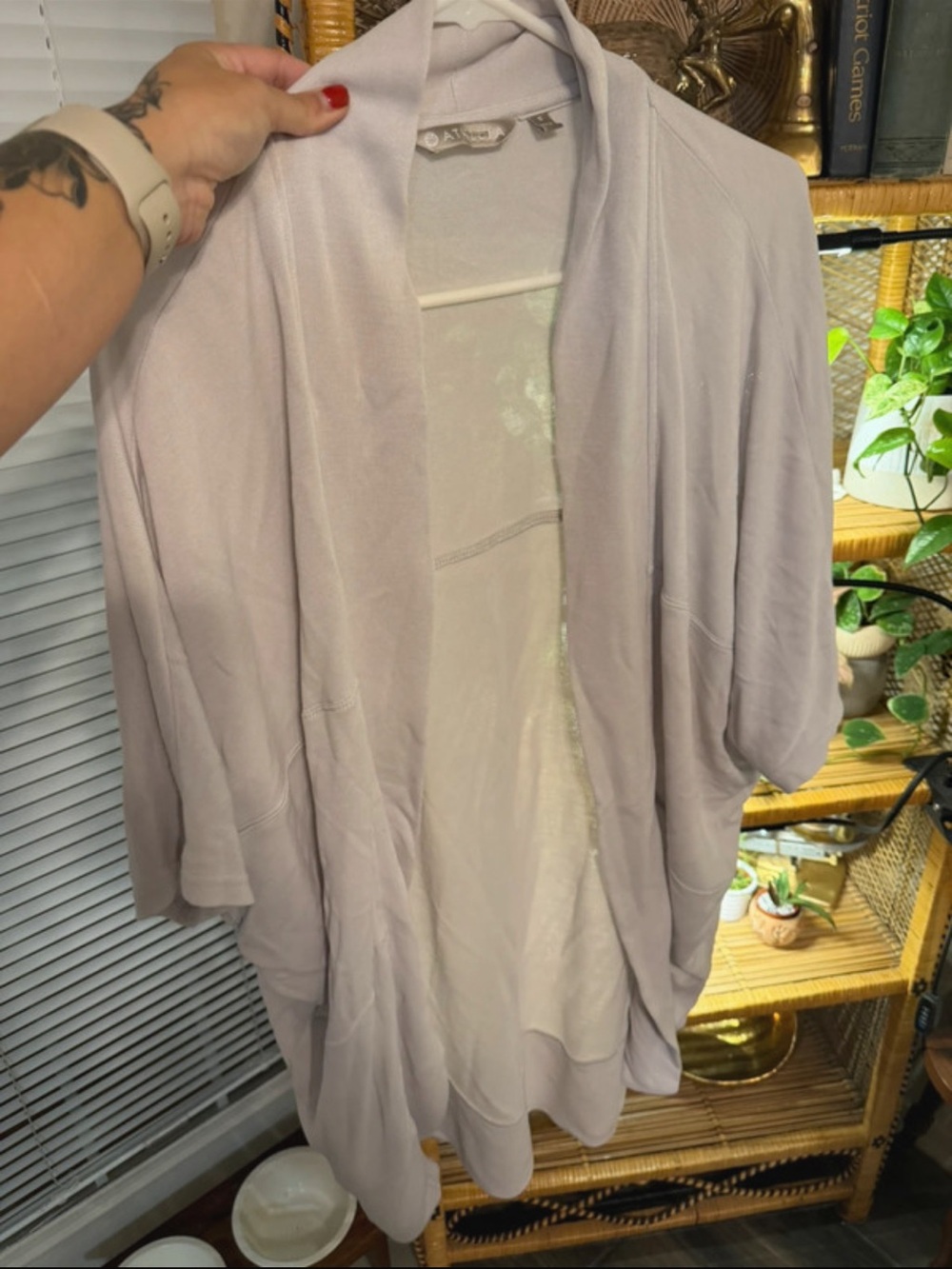 Athleta Light Lavender Open-Front Draped Cardigan
